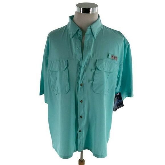 Bimini Bay Outfitters Shirt Men XXL Short Sleeve Vented Mesh Chest Pocket Button - Picture 2 of 12
